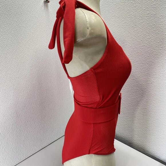 Beach Riot Women’s Sydney Belted One-Piece Swimsuit – Red – Size S - Picture 4 of 13